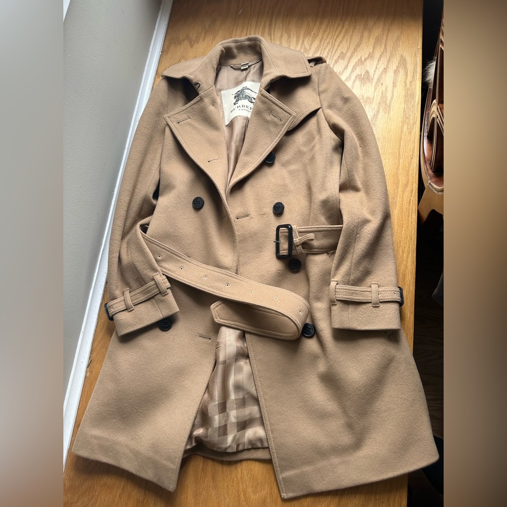 Burberry London virgin wool trench coat xs